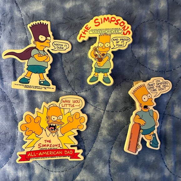 Other | Vintage Bart Simpson And Homer Simpson Pins 4 Total | Poshmark